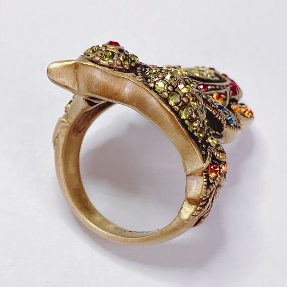 Signed Heidi Daus Bird of Paradise Figural Ring Colorful Swarovski Y2K Size 7 - Picture 7 of 12